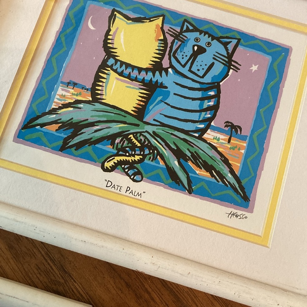 HUESSO cat art x3 Date Palm, The Catties, a day at the Aquarium framed - Picture 7 of 13